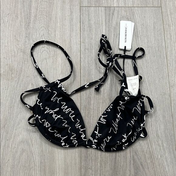 NWT WeWoreWhat Ruched Underwire Too in Logo Scribble Size Small - Picture 1 of 1